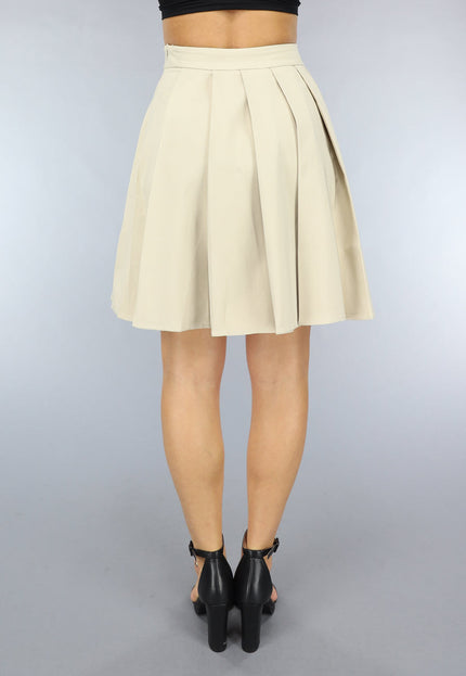 NEW0811 Geplooide Beige Skater Rok