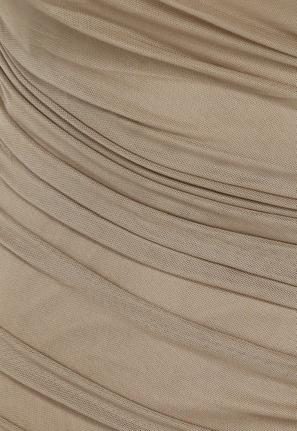 OP=OP.51.NL Geplooide One Shoulder Taupe Bodycon Jurk