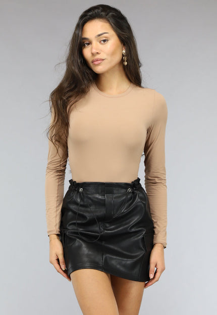 NEW0811 Gladde Longesleeve Nude Bodysuit