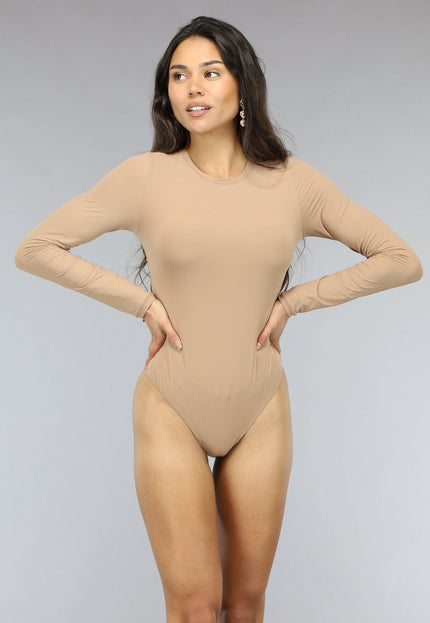NEW0811 Gladde Longesleeve Nude Bodysuit