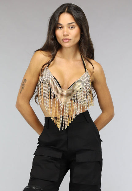 OP=OP.AV.12 Gouden Topje met Glitter Franjes