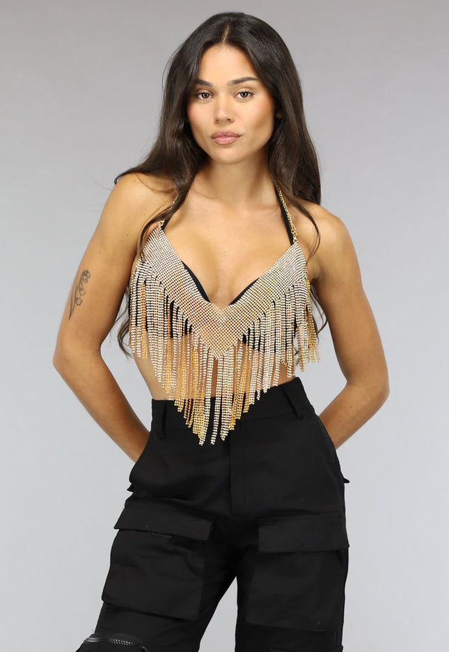 OP=OP.AV.12 Gouden Topje met Glitter Franjes