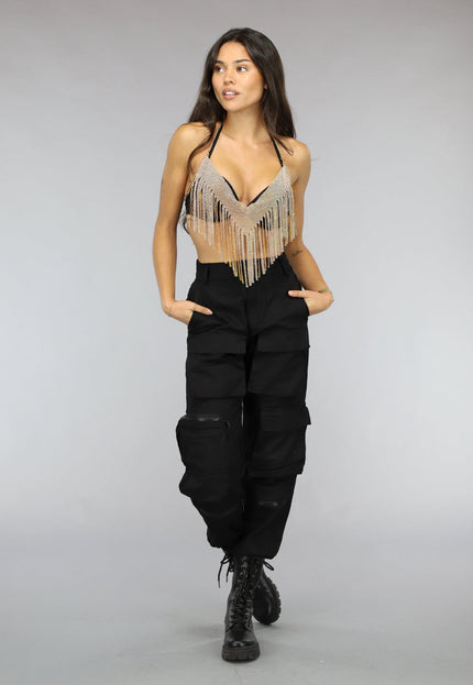 OP=OP.AV.12 Gouden Topje met Glitter Franjes