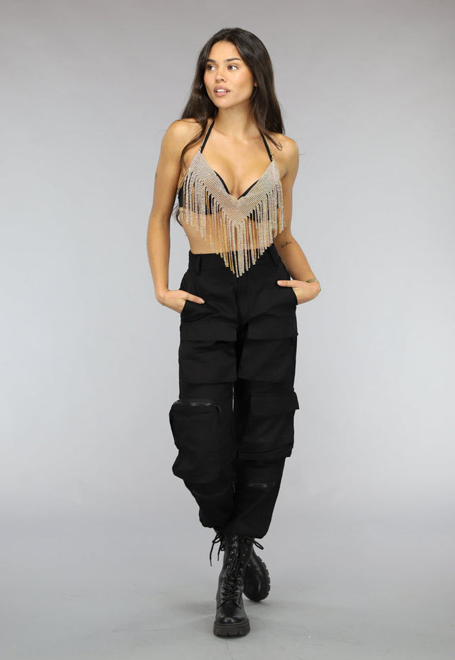 OP=OP.AV.12 Gouden Topje met Glitter Franjes