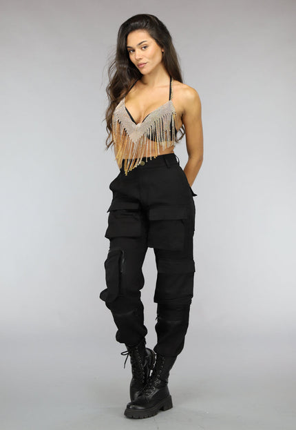 OP=OP.AV.12 Gouden Topje met Glitter Franjes