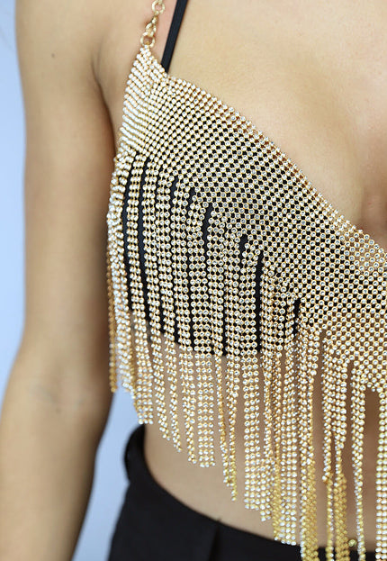 OP=OP.AV.12 Gouden Topje met Glitter Franjes