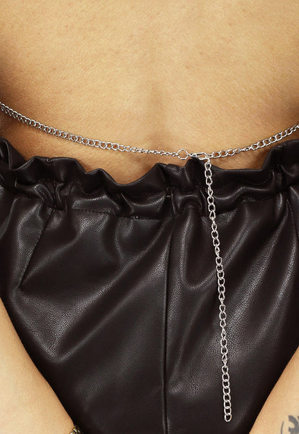 NEW0811 Metallic Zilveren Halter Coin Top
