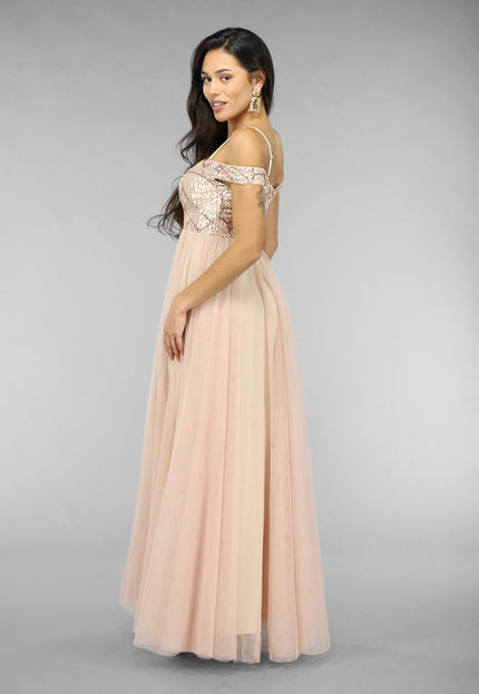 OP=OP.AV.12 Oudroze Tule Jurk met Pailletten