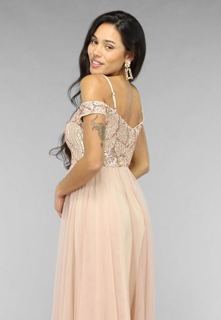 OP=OP.AV.12 Oudroze Tule Jurk met Pailletten