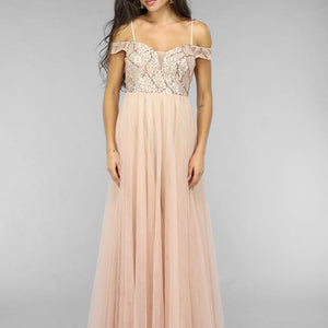 OP=OP.AV.12 Oudroze Tule Jurk met Pailletten