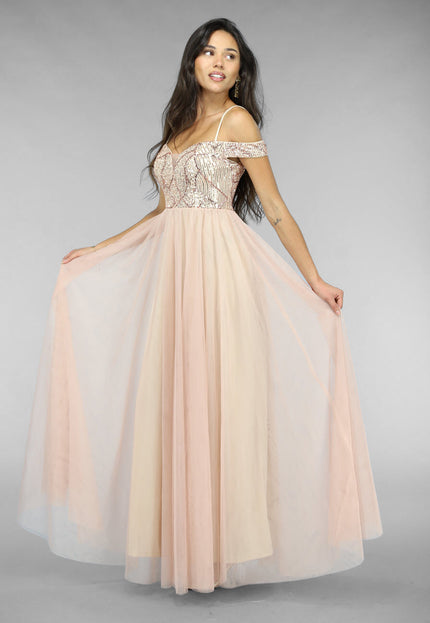 OP=OP.AV.12 Oudroze Tule Jurk met Pailletten