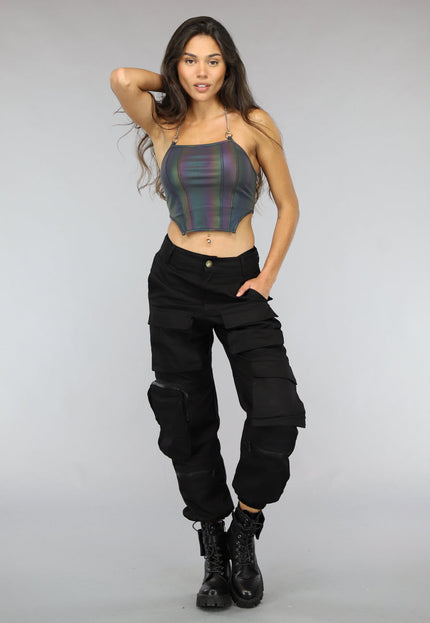 NEW0811 Reflecterende Halter Top met Ketting