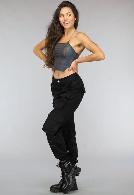 NEW0811 Reflecterende Halter Top met Ketting