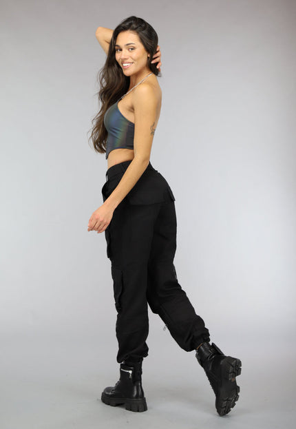 NEW0811 Reflecterende Halter Top met Ketting