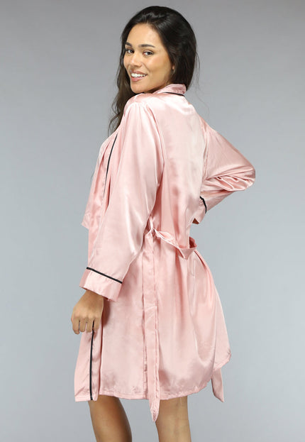 NEW0811 Roze Satijnen 3-Piece Pyjama