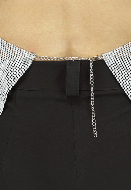 NEW0811 Zilveren Halter Glitter Chain Top