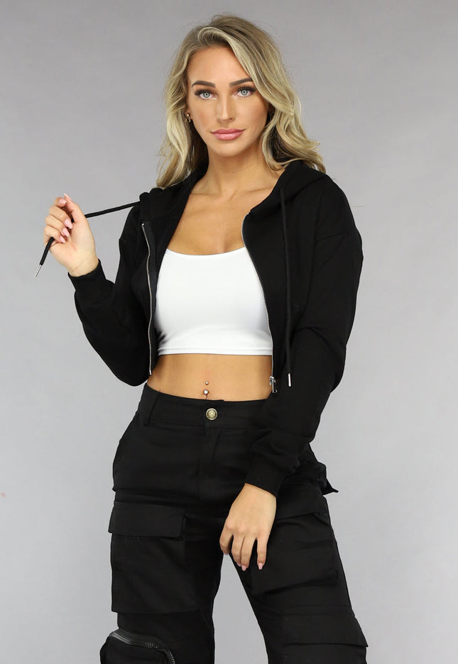 NEW0811 Zwart Cropped Korset Look Vestje