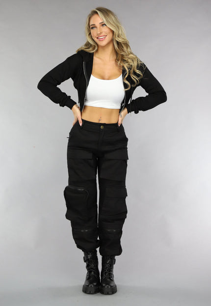 NEW0811 Zwart Cropped Korset Look Vestje