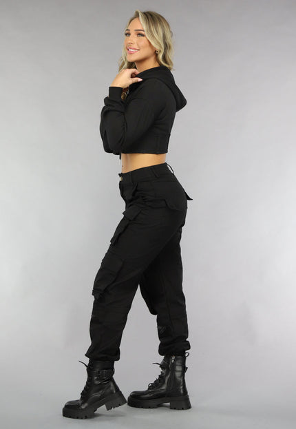 NEW0811 Zwart Cropped Korset Look Vestje