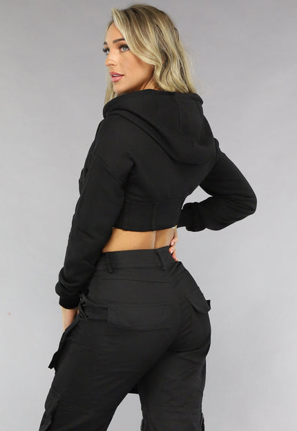 NEW0811 Zwart Cropped Korset Look Vestje