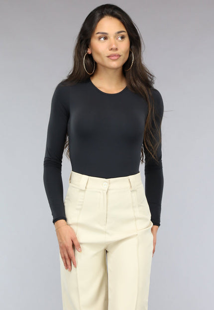 NEW0811 Zwarte Zachte Longsleeve Bodysuit