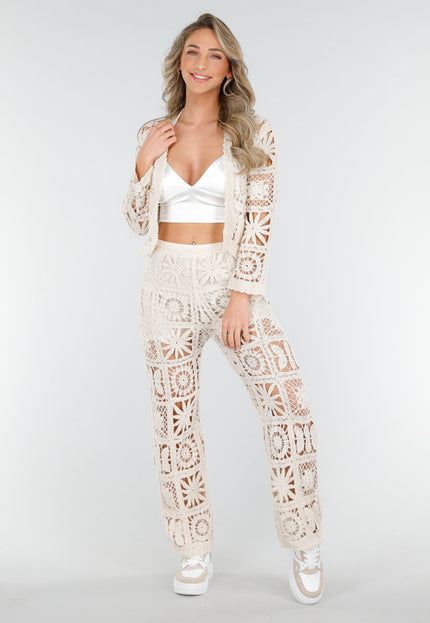 NEW090425 Beige Two-Piece Cover Up Set