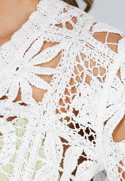 NEW090425 Gehaakte Witte Set met Vest en Broek