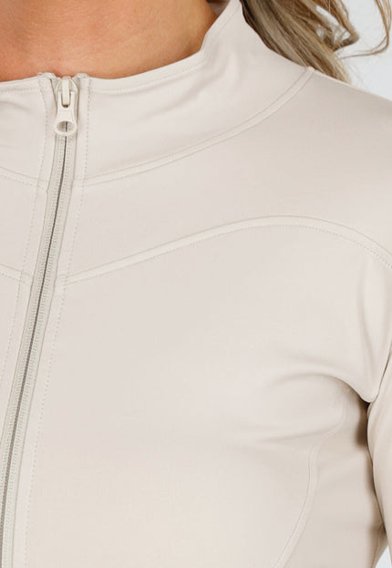 NEW090425 Getailleerd Beige Sportvest met Duimgaten