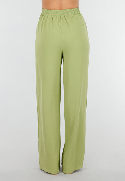NEW090425 Olijfgroene Broek met een Linnenlook