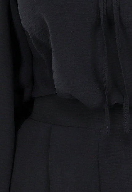 NEW090425 Zwart Geknoopte Blouse met V-hals