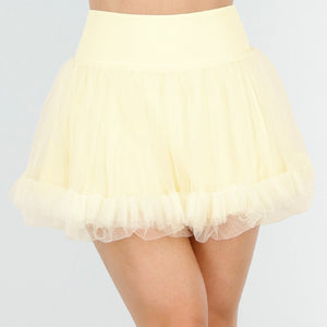 NEW090725 Butter Yellow Tule Rokje met Short