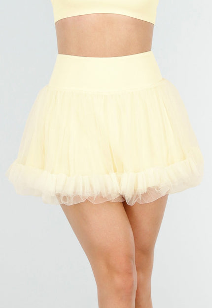 NEW090725 Butter Yellow Tule Rokje met Short