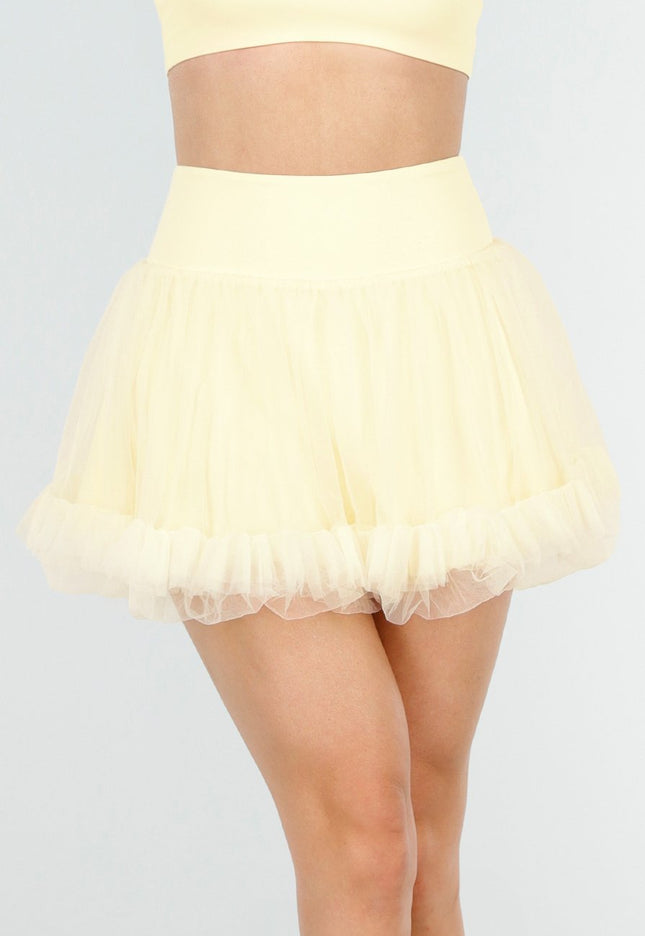 NEW090725 Butter Yellow Tule Rokje met Short