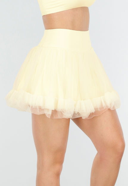 NEW090725 Butter Yellow Tule Rokje met Short