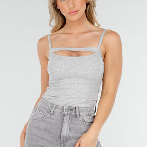 NEW090725 Grijze Cut-Out Top Stretch