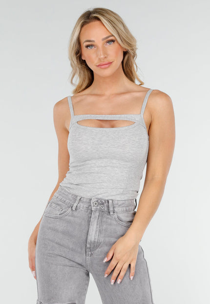 NEW090725 Grijze Cut-Out Top Stretch