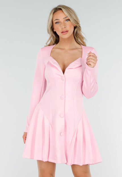 OP=OP.AV.09 Lichtroze Jurk met Vierkante Hals