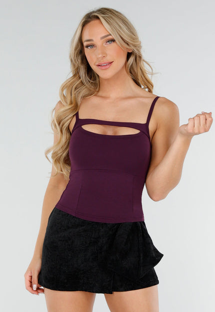 NEW090725 Paarse Cut-Out Top met Stretch