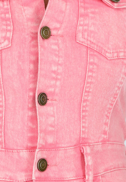 OP=OP.AV.09 Roze Denim Halter Stretch Jumpsuit