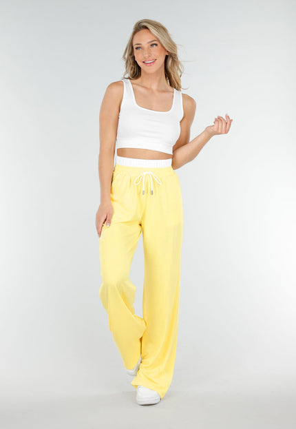 NEW090725 Witte Crop Top en Butter Yellow Broek