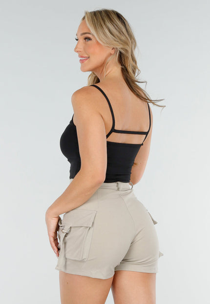 NEW090725 Zwarte Cut-Out Top met Pads