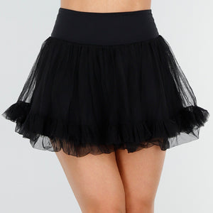 NEW090725 Zwarte Tule Skort