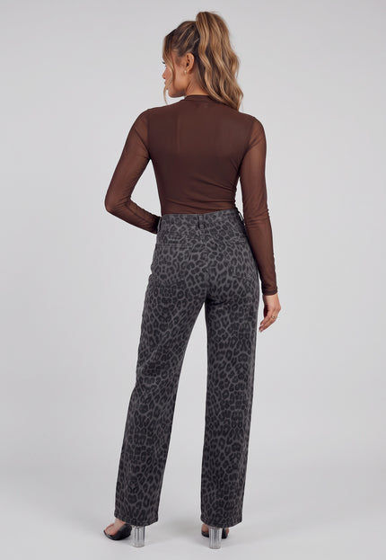 NEW090926 Bruine Mesh Body met Lange Mouwen