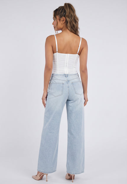 NEW090926 Witte Mesh Korset Top met Kant