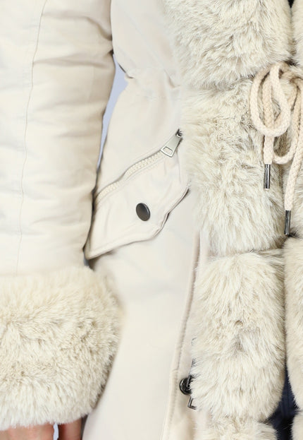 WINTER Beige Faux Fur Gevoerde Winterjas