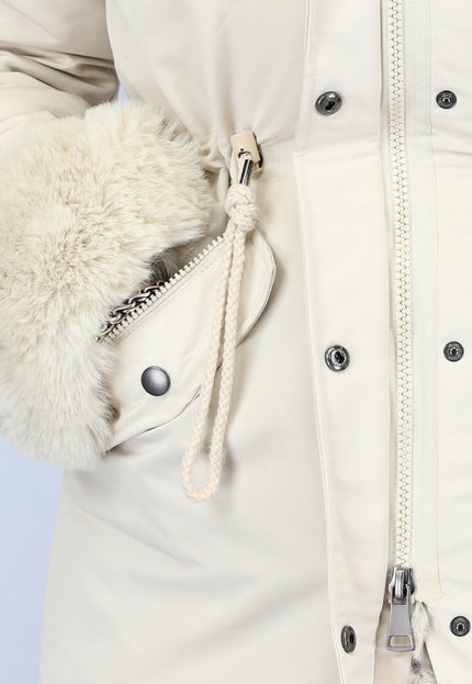 WINTER Beige Faux Fur Gevoerde Winterjas