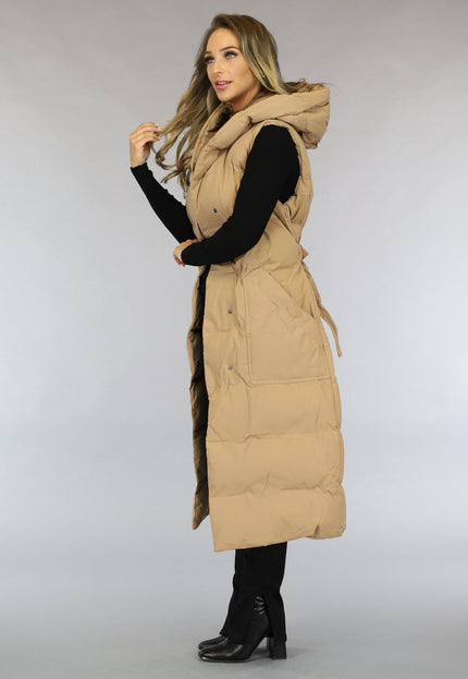 NEW0910 Camel Oversized Bodywarmer met Ceintuur