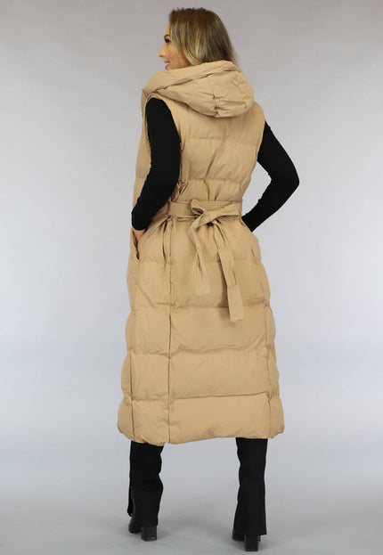 NEW0910 Camel Oversized Bodywarmer met Ceintuur
