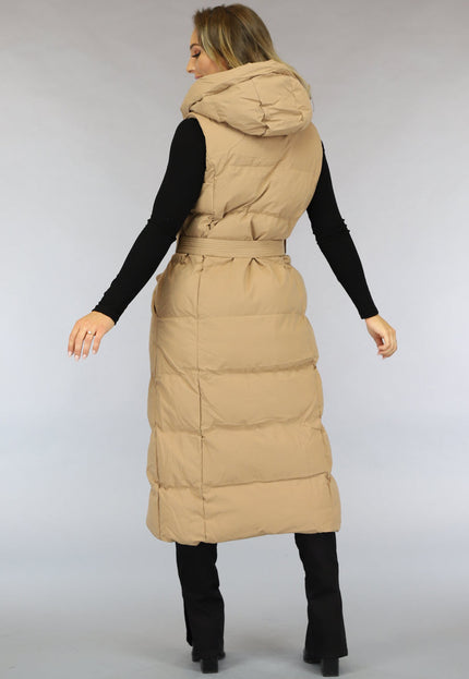 NEW0910 Camel Oversized Bodywarmer met Ceintuur