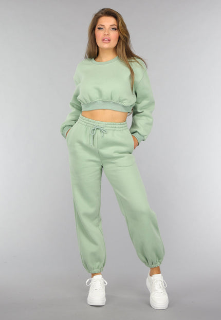 NEW0910 Lichtgroene Cropped Lounge Set